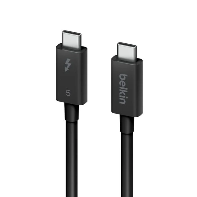 Alt view image 2 of 5 - Belkin USB-C Thunderbolt 5 Cable, 240W Power Delivery, Bandwidth Boost up to 120Gbps, 3X Faster Data Transfer, 4K UHD Image Resolution, 1m USB C Cable, Intel Certified - Black