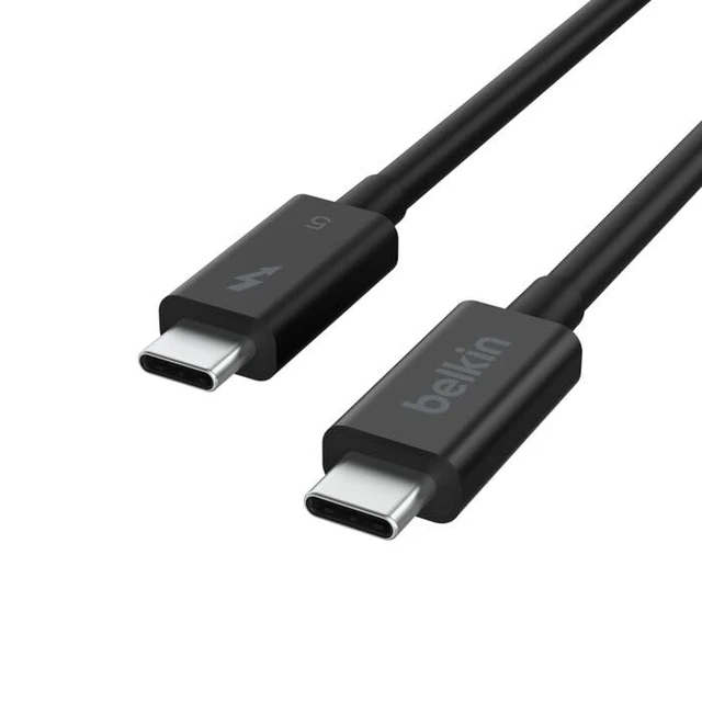 Alt view image 3 of 5 - Belkin USB-C Thunderbolt 5 Cable, 240W Power Delivery, Bandwidth Boost up to 120Gbps, 3X Faster Data Transfer, 4K UHD Image Resolution, 1m USB C Cable, Intel Certified - Black