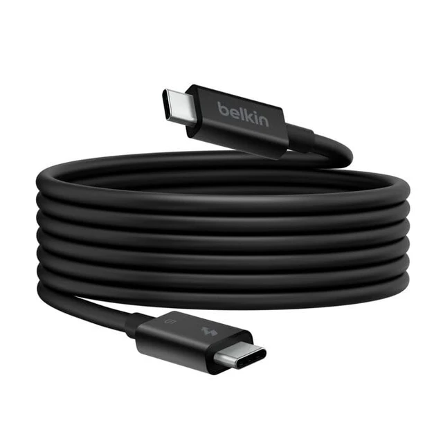 Alt view image 4 of 5 - Belkin USB-C Thunderbolt 5 Cable, 240W Power Delivery, Bandwidth Boost up to 120Gbps, 3X Faster Data Transfer, 4K UHD Image Resolution, 1m USB C Cable, Intel Certified - Black