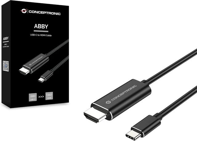Alt view image 3 of 3 - Conceptronic ABBY04B USB-C to HDMI 4K30Hz 2.00m Adapter Cable
