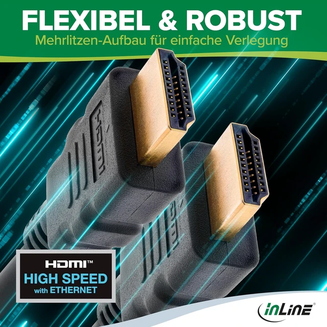 Alt view image 6 of 7 - InLine® 4k HDMI Cable, HDMI High Speed with Ethernet, HDMI 2.0, UHD, for Blu-ray, PS5, Xbox Series, Switch, Male/Male, Black, 10 m, 17510