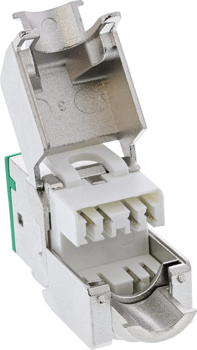 Alt view image 3 of 7 - InLine® Keystone RJ45 Socket Shielded Cat.6A Green Pack of 8