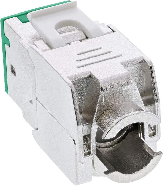 Alt view image 2 of 7 - InLine® Keystone RJ45 Socket Shielded Cat.6A Green Pack of 8
