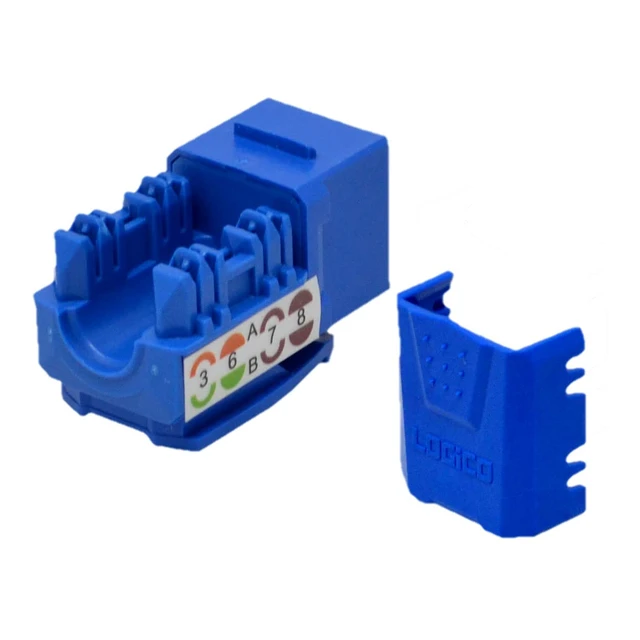 Alt view image 3 of 4 - Best 25 Pack Cat6a Keystone Jacks Blue with Dust Cap 22-26 AWG PCB Female RJ45 Connectors for Network Ethernet Wall Jack Insert