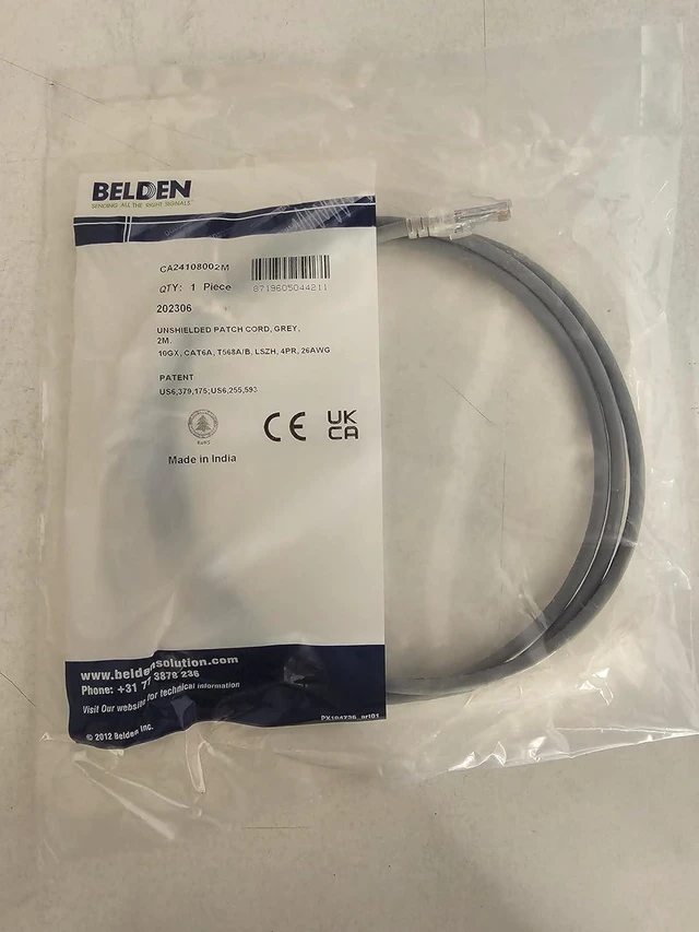 Alt view image 3 of 4 - Belden CAT6A, 10GX PATCH CORD,4P 26 AWG,STRANDED,LSNH,T568A/B-T568A/B, 2 MTR