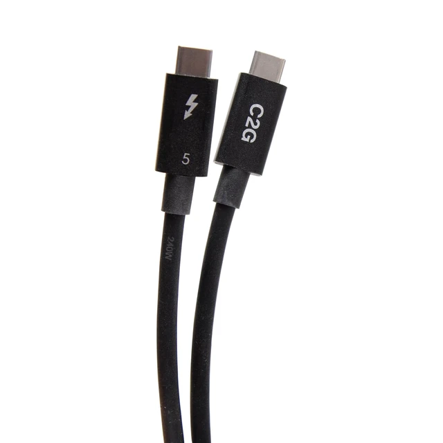 Alt view image 3 of 6 - C2G 0.5M Thunderbolt 5 USB-C Active Cable. 80 to 120Gbps Data Transfer, 240 Watt Power Delivery, DP ALT Mode 8K Video Enabled
