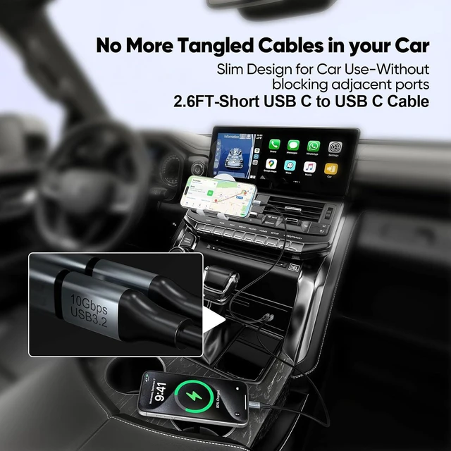 Alt view image 6 of 7 - Short USB C Cable 2.6ft 2-Pack(8K/10Gbps/100W) Bundle USB C Extension Cable 6ft(8K/10Gbps/100W) for PC, Monitor, Carplay,Phone,Arzopa, KKY, SSD,Switch