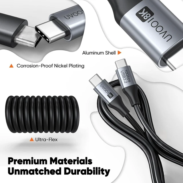 Alt view image 7 of 7 - Short USB C Cable 2.6ft 2-Pack(8K/10Gbps/100W) Bundle USB C Extension Cable 6ft(8K/10Gbps/100W) for PC, Monitor, Carplay,Phone,Arzopa, KKY, SSD,Switch