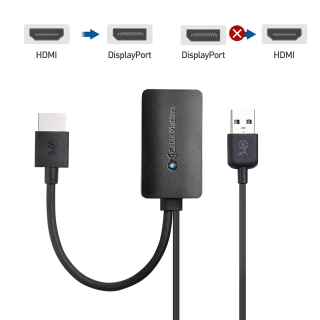 Alt view image 4 of 7 - Cable Matters HDMI to DisplayPort Adapter, HDMI 2.0 to DP 1.2, 4K@60Hz