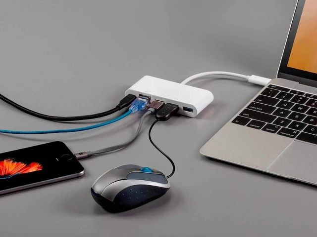 Alt view image 7 of 7 - Monoprice USB-C Multiport Adapter - RJ45, USB-A and USB-C Ports, Mirror Display, Up To 1080p @ 60hz, White - Select Series