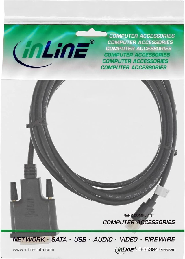 Alt view image 2 of 4 - InLine® 17224 Mini DisplayPort to DVI Cable, Mini DisplayPort Male to DVI-D 24+1 Male, Black/Gold, 1.5 m