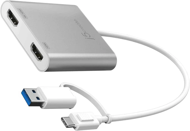 Alt view image 4 of 5 - J5create JCA365 USB-C to Dual HDMI 4K + 2K Multi-Monitor Adapter - (USB-C to 2 x HDMI) - Includes USB-C to USB-A adaptor