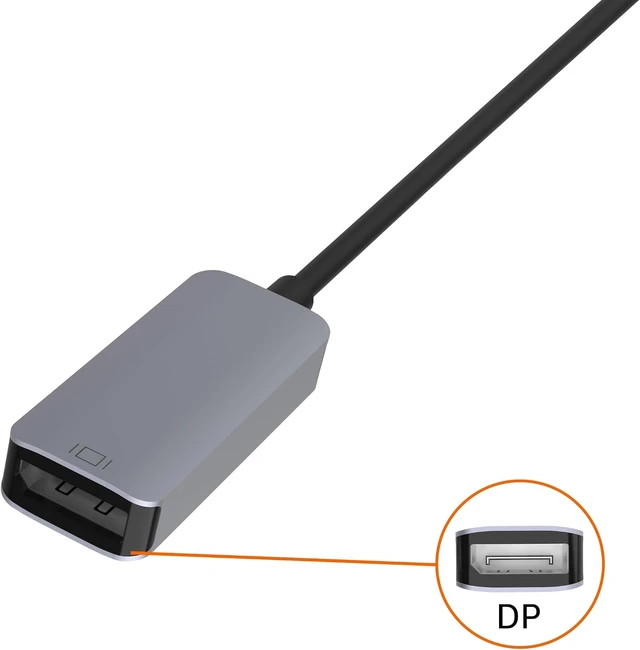 Alt view image 3 of 7 - Amazon Basics Aluminium USB-C to DisplayPort Adapter (4K@60Hz), Thunderbolt 3 Compatible, Case of 135, Grey