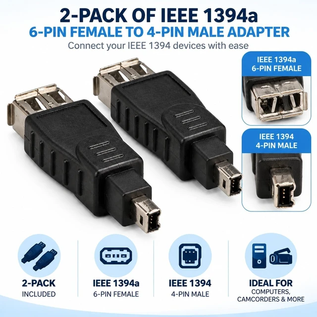 Alt view image 5 of 5 - SANOXY Cables and Adapters; 4 Pack of IEEE 1394a FireWire 6-pin Female to 4-pin Male Adapter