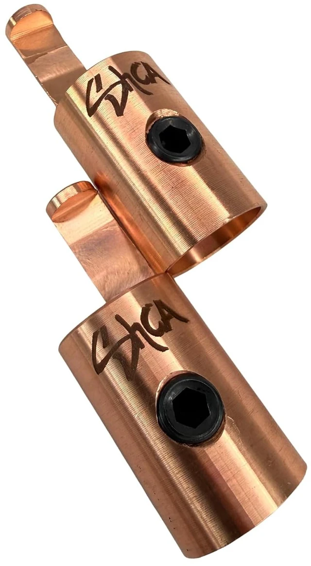 Alt view image 3 of 7 - Sky High Car Audio 1/0 to 4 Gauge Amplifier Input Reducers Aluminum or Copper Amp Input Adapters with Set Screw Wire Retention Sold as Pair (Copper)