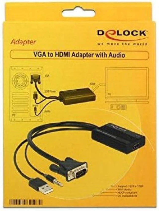 Alt view image 2 of 4 - Delock VGA to HDMI Adapter with Audio Connect Laptop/PC to a TV/Projector