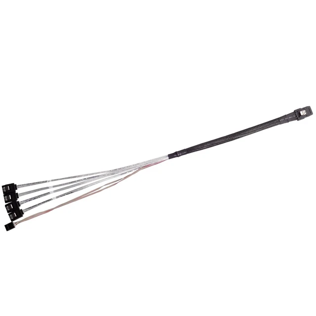 Alt view image 4 of 7 - Silverstone SST-CPS03 - Internal Mini SAS SFF8087 36pin to 4 SATA 7pin Thick Shielded Cable (with Sideband), Mini SAS Host/Controller to 4 SATA Target/Backplane, 0.5M