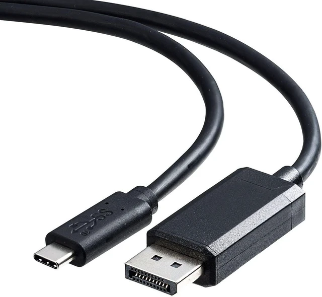 Alt view image 4 of 5 - Sanwa Supply KC-ALCDP50 Type-C-DisplayPort Conversion Cable (USB Type-C Male to DisplayPort Male), 16.4 ft (5 m), 4K 60Hz, Black
