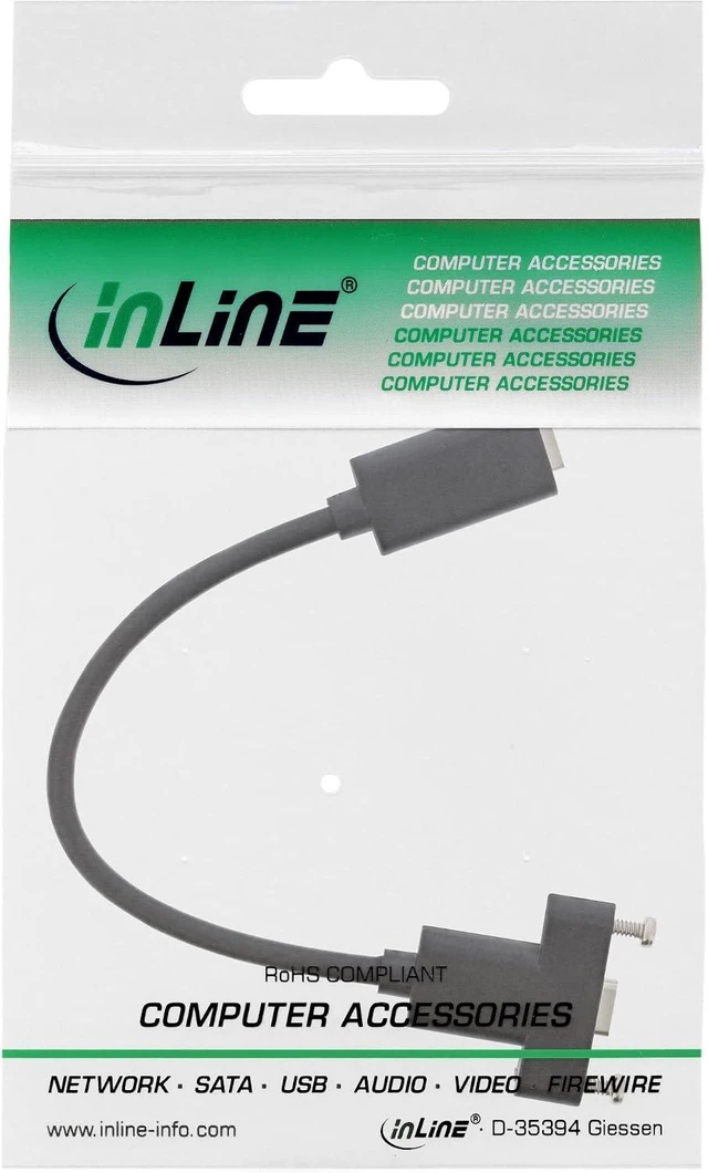 Alt view image 2 of 3 - InLine 33441H USB 3.1 Adaptor Cable C to C Panel Jack, 0.2 m Black