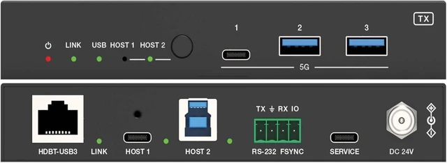 Alt view image 7 of 7 - Eaton Tripp Lite Series HDBaseT 5 Gbps USB Extender Over Ethernet Transceiver and Receiver 328ft / 100m, 1 USB-C + 2 USB-A, USB 3.2 Gen 1, Cat6, Plug-and-Play, 1-Year Warranty (BHDBT-U3-3A1C-K)