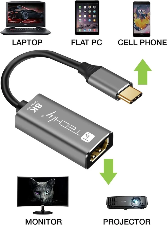 Alt view image 2 of 7 - Techly adaptor USB-C at HDMI 2.1 0.15m