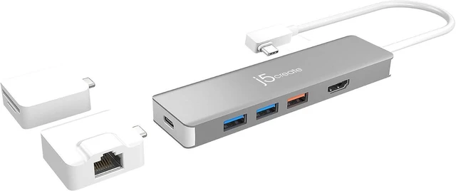 Main image of J5Create USB-C Modular Multi-Adapter with 2 Detachable Kits - Featuring SuperSpeed+ USB 3.1 Gen 2 with Data Transfer speeds up to 10 Gbps, Windows/macOS/Chrome OS Compatible