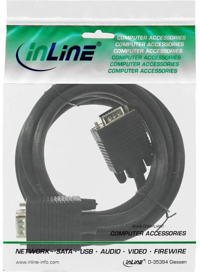Alt view image 2 of 3 - InLine S-VGA Cable 15-Pin HD Male/Male 7 m Black