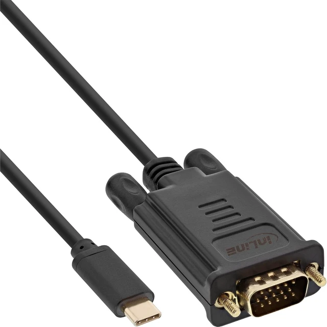 Main image of InLine 64142 USB Display Cable, USB Type-C Male to VGA Male (DP Alt Mode), Black, 2 m