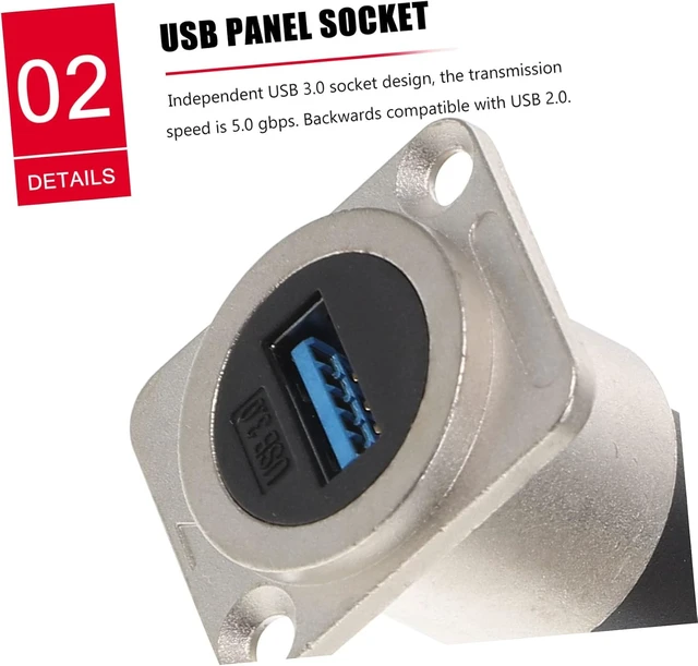 Alt view image 5 of 7 - OSALADI 10pcs USB Connector for Industrial Equipment USB Panel Mount Pass Through Adapter Data Transfer