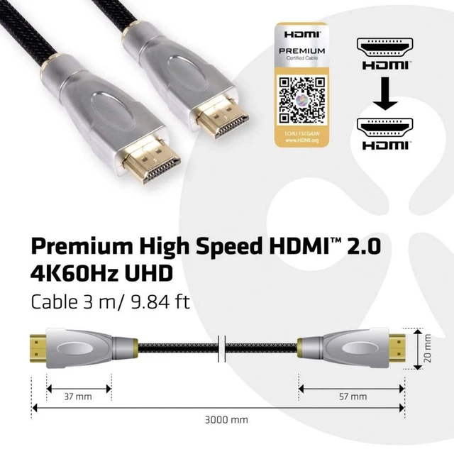 Alt view image 3 of 4 - Club 3D Premium High Speed HDMI 2.0 4K60Hz UHD Cable 3 Metres