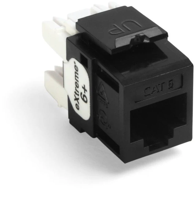 Main image of Leviton Extreme 6+ QuickPort Connector, CAT 6, 25-Pack, 61110-BE6, Black