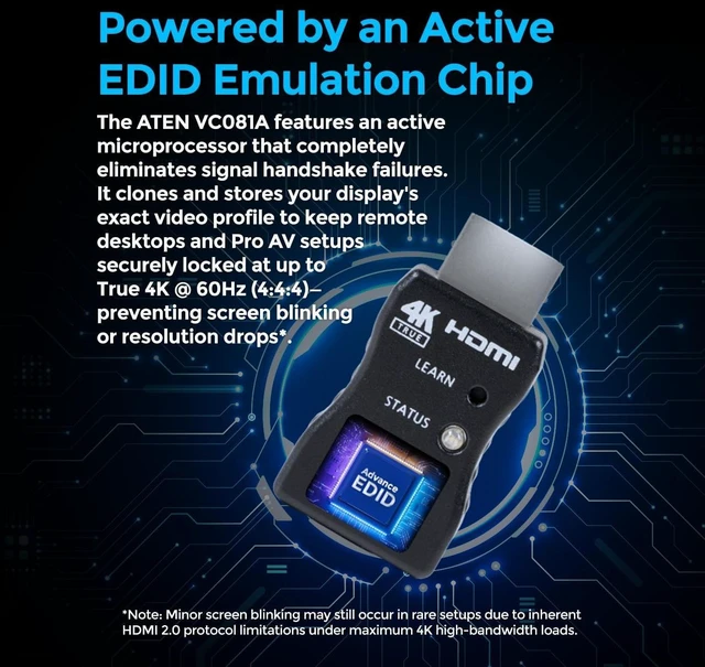 Alt view image 5 of 7 - ATEN VC081A True 4K HDMI EDID Emulator Adapter VC081A up to 3840 x 2160 @ 60Hz (4:4:4)