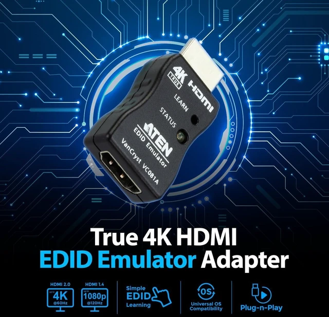 Alt view image 2 of 7 - ATEN VC081A True 4K HDMI EDID Emulator Adapter VC081A up to 3840 x 2160 @ 60Hz (4:4:4)