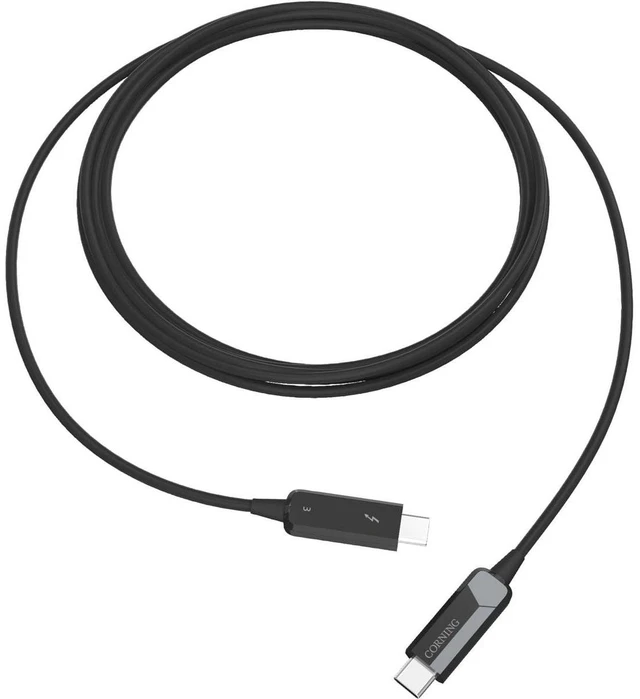 Main image of Corning AOC-CCU6JPN005M20 Thunderbolt 3 USB Type-C Male 5m (16 ft) Optical Cable, 40 Gbps, Flippable and Reversible Connectors, Supports One 5K Display or Two 4K Displays