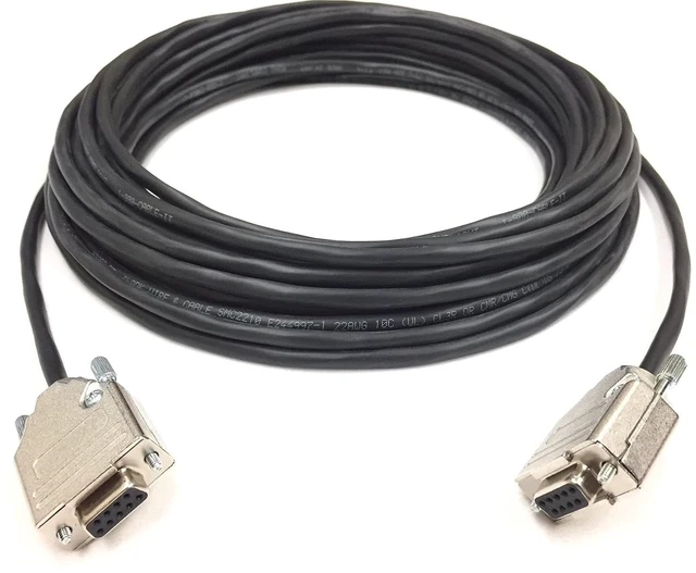 Main image of Custom Cable Connection 35 Foot DB9 Female to Female RS232 Plenum Serial Cable - 22 AWG with Plenum Black Jacket - Made in the USA