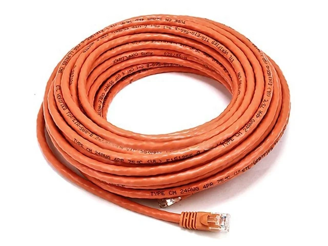 Alt view image 4 of 6 - Monoprice 50FT 24AWG Cat6 500MHz Crossover Ethernet Bare Copper Network Cable - Orange