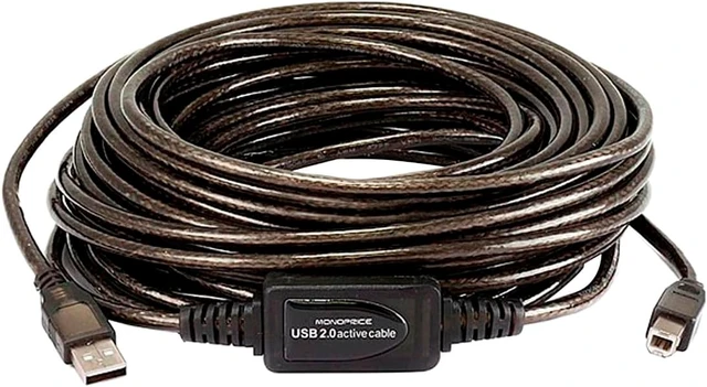 Alt view image 5 of 6 - Monoprice USB-A to USB-B 2.0 Cable - Active 28/24AWG Black 49ft