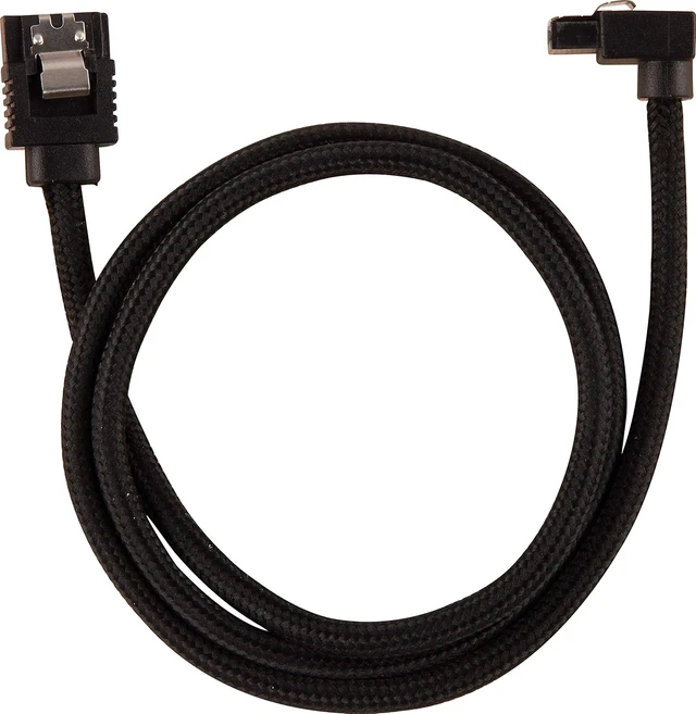 Alt view image 3 of 7 - Corsair CC-8900282 Premium Sleeved SATA Cable - SATA 6Gbps 60cm, 90° Connector, Black