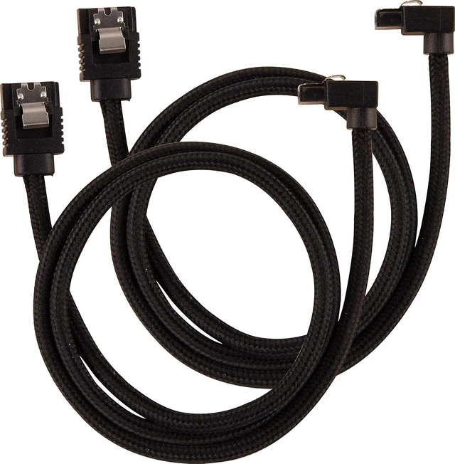 Main image of Corsair CC-8900282 Premium Sleeved SATA Cable - SATA 6Gbps 60cm, 90° Connector, Black