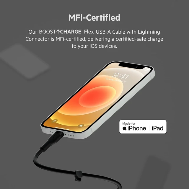 Alt view image 3 of 6 - Belkin USB A to Lightning Cable 2 Pack, 9.9ft Fast iPhone Charger Cord