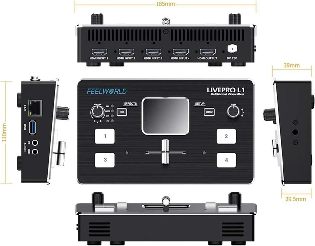 Alt view image 2 of 6 - FEELWORLD LIVEPRO L1 Multi-format Video Mixer 4 x HDMI inputs multi camera production real time live streaming