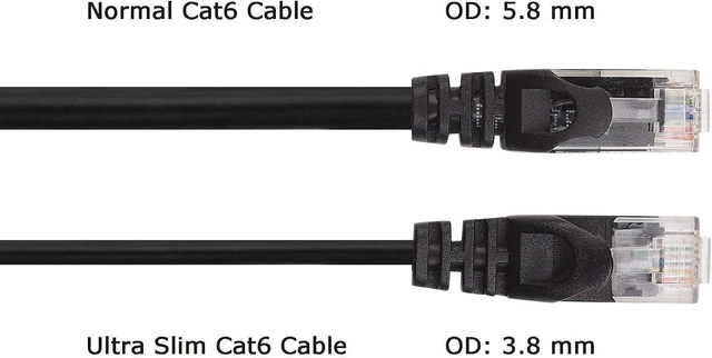 Alt view image 6 of 7 - Cable Matters Snagless Long Cat6A (SSTP, SFTP) Shielded Ethernet Cable in Black 75 ft & Cat6 Ultra Thin Ethernet Cable 50 ft