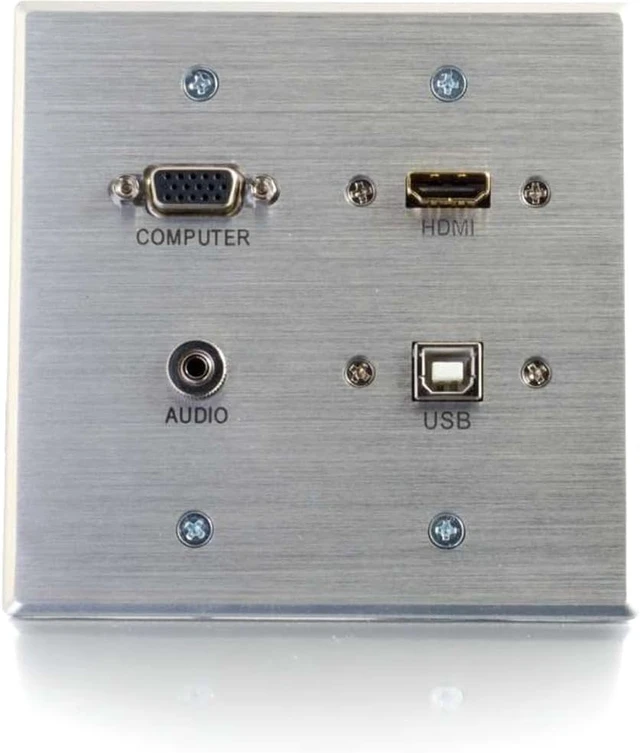 Alt view image 2 of 4 - Legrand - C2G HDMI/VGA Wall Plate, Brushed Aluminum Pass Through Wall Plate, Single Gang Wall Plate, Computer Wall Plate, 1 Count, C2G 41013