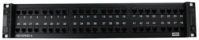 Main image of P6E48U - Hubbell Nextspeed Category 6 Universal Patch Panel, Black, 48-Port