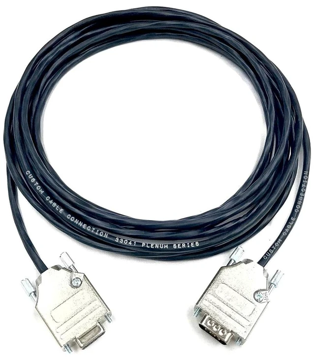 Alt view image 3 of 3 - Custom Cable Connection 25 Foot DB9 Male to Female RS232 Plenum Extension Serial Cable - 22 AWG with Plenum Black Jacket - Made in the USA