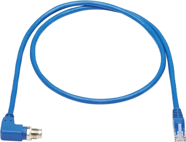 Alt view image 4 of 6 - Tripp Lite M12 X-Code Right-Angle to RJ45 Cat6 Ethernet Cable (M/M), 1 Gbps, UTP, UL CMR-LP Certified for 60W PoE, Heavy-Duty IP68 Rating, 6.6 Feet / 2 Meters, (NM12-604-02M-BL)