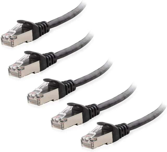 Alt view image 5 of 6 - Cable Matters 5-Pack 10-Foot Snagless Cat6 Ethernet Cable (Cat6 Cable, Cat 6 Cable) in Black & 5-Foot Short Cat6A (SSTP, SFTP) Shielded Ethernet Cable