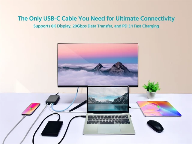 Alt view image 6 of 6 - Monoprice USB4 Gen 2 Silicone Cable 6ft Gray