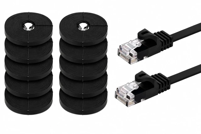 Main image of BRENDAZ Cat5e Ethernet Cable, 25ft. (10-Pack) Snagless Cat 5e Stranded Cord - Network Ethernet Patch Cable, Flat, 350MHz, UTP for PC, Server, Router, Modem, TV, PS5, Game Consoles (10pk, 25-Feet)