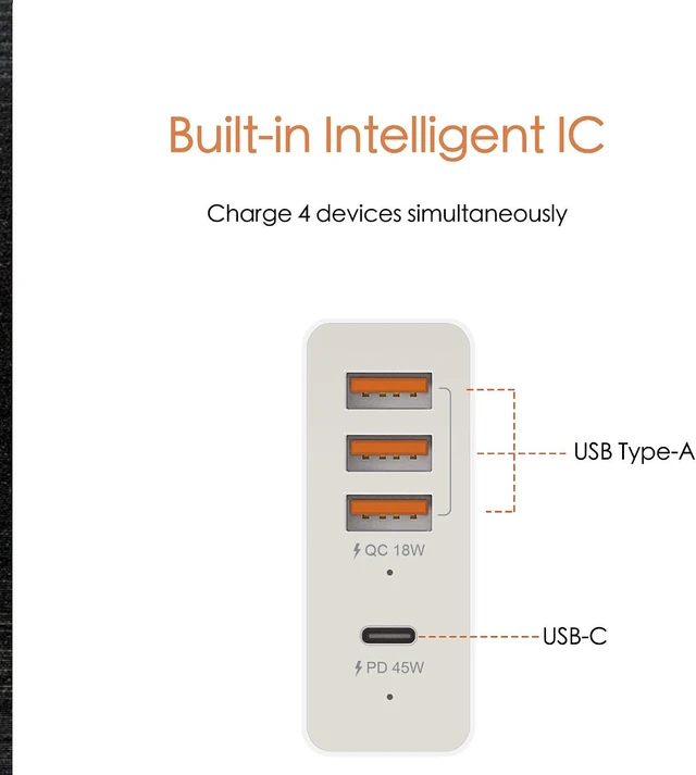 Alt view image 4 of 7 - j5create 63W 4-Port PD Super Charger Station with USB-C and USB-A